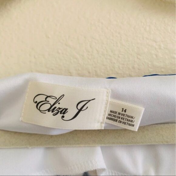 Eliza J ej8m7233 Dress Size 14 Floral Print Sheath Blue Cobalt - Picture 3 of 8